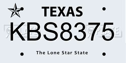 KBS8375 Texas License Plate