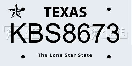 KBS8673 Texas License Plate
