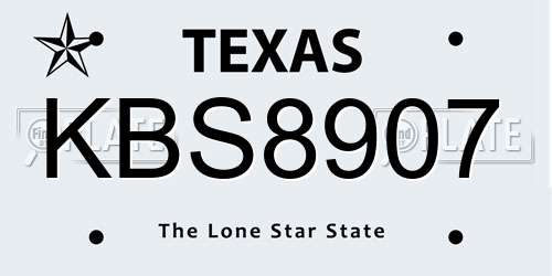 KBS8907 Texas License Plate