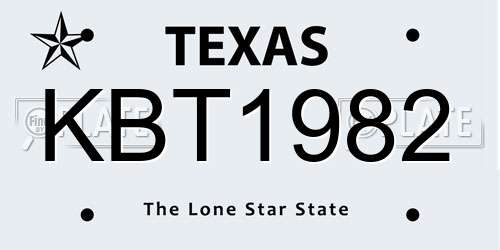 KBT1982 Texas License Plate