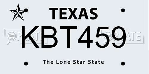 KBT459 Texas License Plate