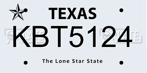 KBT5124 Texas License Plate