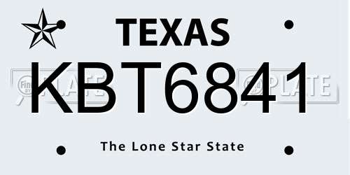 KBT6841 Texas License Plate