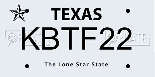 KBTF22 Texas License Plate