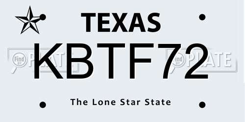 KBTF72 Texas License Plate