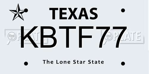 KBTF77 Texas License Plate