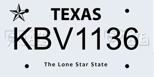 KBV1136 Texas License Plate