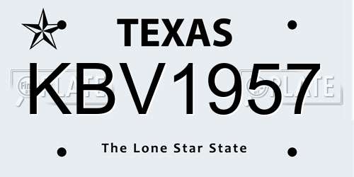KBV1957 Texas License Plate