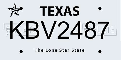 KBV2487 Texas License Plate