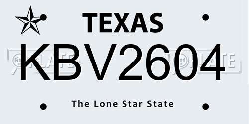 KBV2604 Texas License Plate