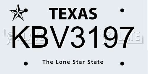 KBV3197 Texas License Plate