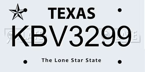 KBV3299 Texas License Plate