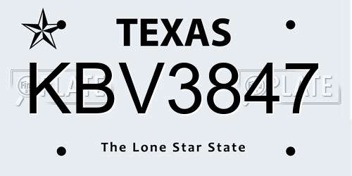 KBV3847 Texas License Plate