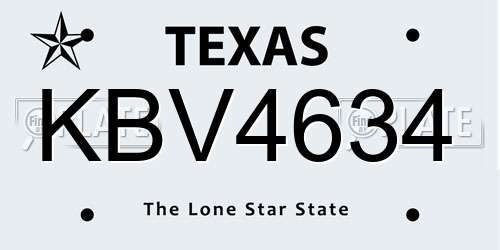 KBV4634 Texas License Plate