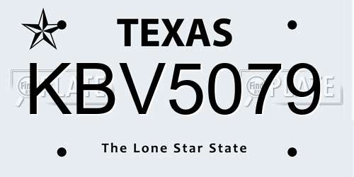 KBV5079 Texas License Plate