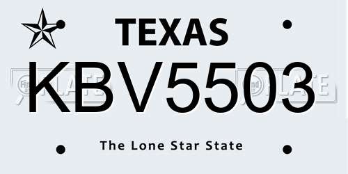 KBV5503 Texas License Plate