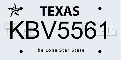 KBV5561 Texas License Plate