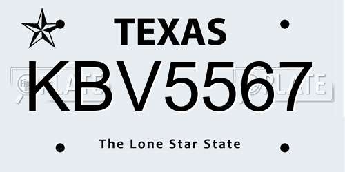 KBV5567 Texas License Plate