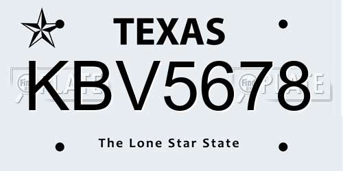 KBV5678 Texas License Plate