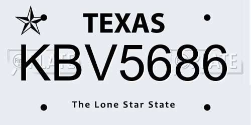 KBV5686 Texas License Plate