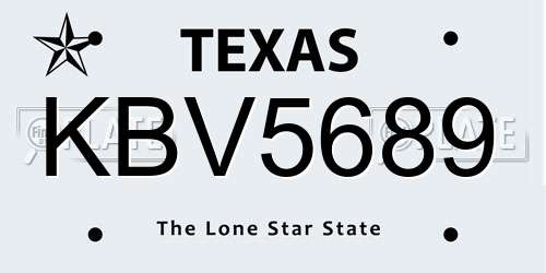 KBV5689 Texas License Plate