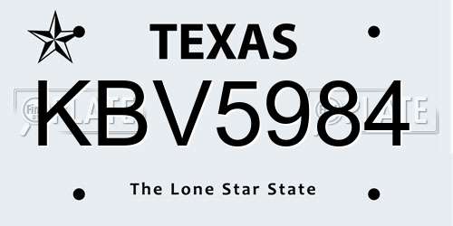 KBV5984 Texas License Plate
