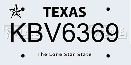 KBV6369 Texas License Plate