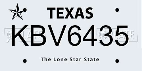 KBV6435 Texas License Plate