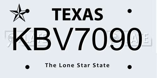KBV7090 Texas License Plate