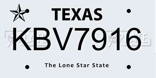 KBV7916 Texas License Plate