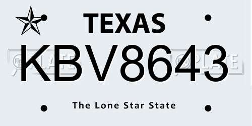 KBV8643 Texas License Plate