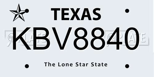 KBV8840 Texas License Plate