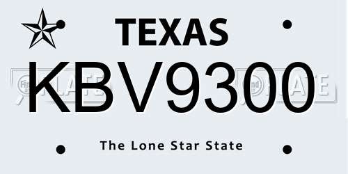 KBV9300 Texas License Plate