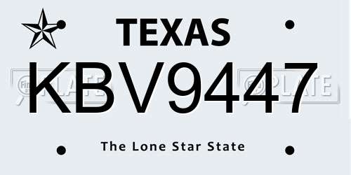 KBV9447 Texas License Plate