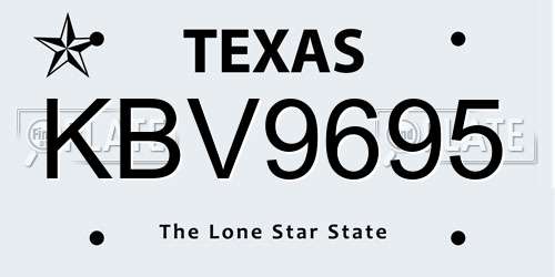 KBV9695 Texas License Plate