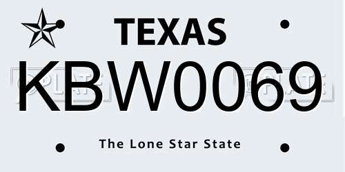 KBW0069 Texas License Plate