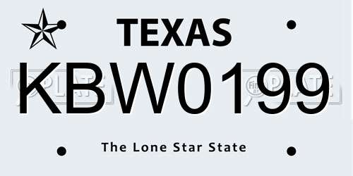 KBW0199 Texas License Plate