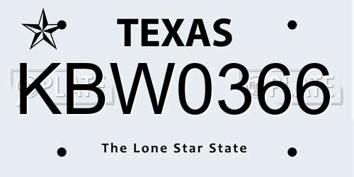 KBW0366 Texas License Plate