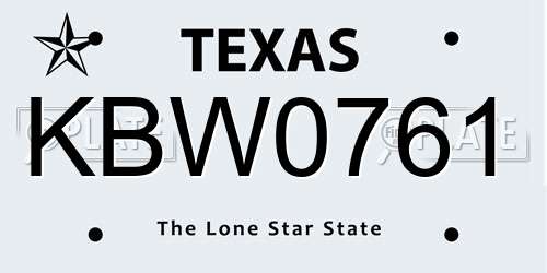 KBW0761 Texas License Plate