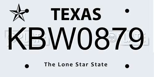 KBW0879 Texas License Plate