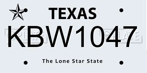 KBW1047 Texas License Plate
