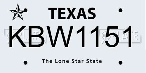 KBW1151 Texas License Plate