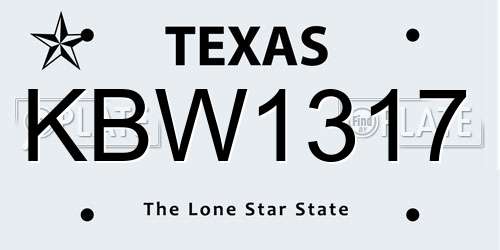KBW1317 Texas License Plate