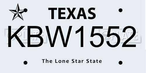 KBW1552 Texas License Plate
