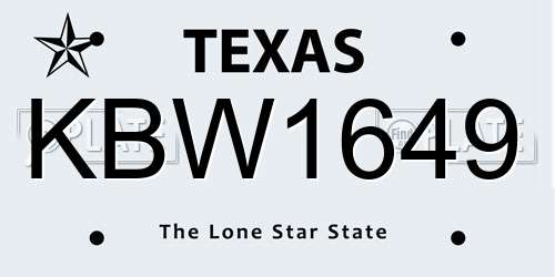 KBW1649 Texas License Plate