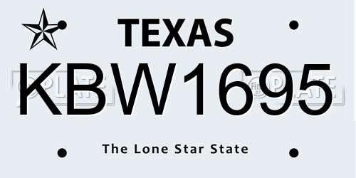 KBW1695 Texas License Plate