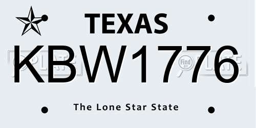 KBW1776 Texas License Plate