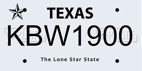 KBW1900 Texas License Plate
