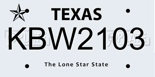 KBW2103 Texas License Plate