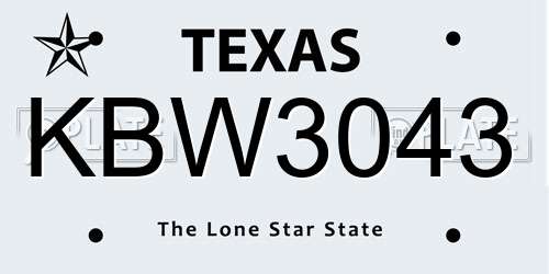 KBW3043 Texas License Plate
